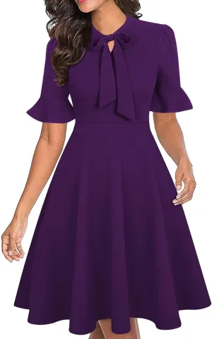 Women Summer Floral Ruffle Sleeve Wear to Work Church Wedding Guest Party Dresses