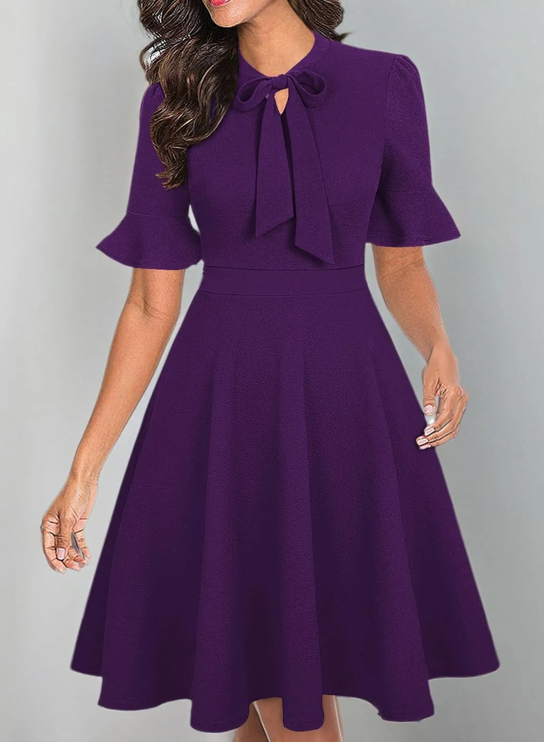 Women Summer Floral Ruffle Sleeve Wear to Work Church Wedding Guest Party Dresses