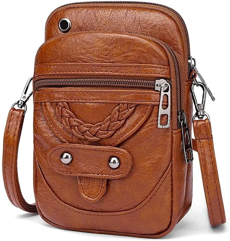Women Vintage Crossbody Phone Bag Small Messenger Bag Mini Shoulder Bag Cash Handbag Wallet Cell Phone Purse
