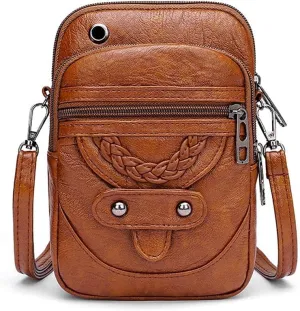 Women Vintage Crossbody Phone Bag Small Messenger Bag Mini Shoulder Bag Cash Handbag Wallet Cell Phone Purse