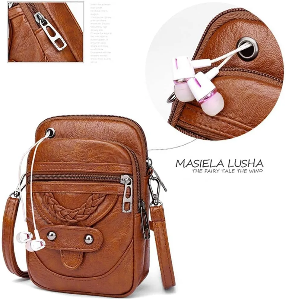 Women Vintage Crossbody Phone Bag Small Messenger Bag Mini Shoulder Bag Cash Handbag Wallet Cell Phone Purse
