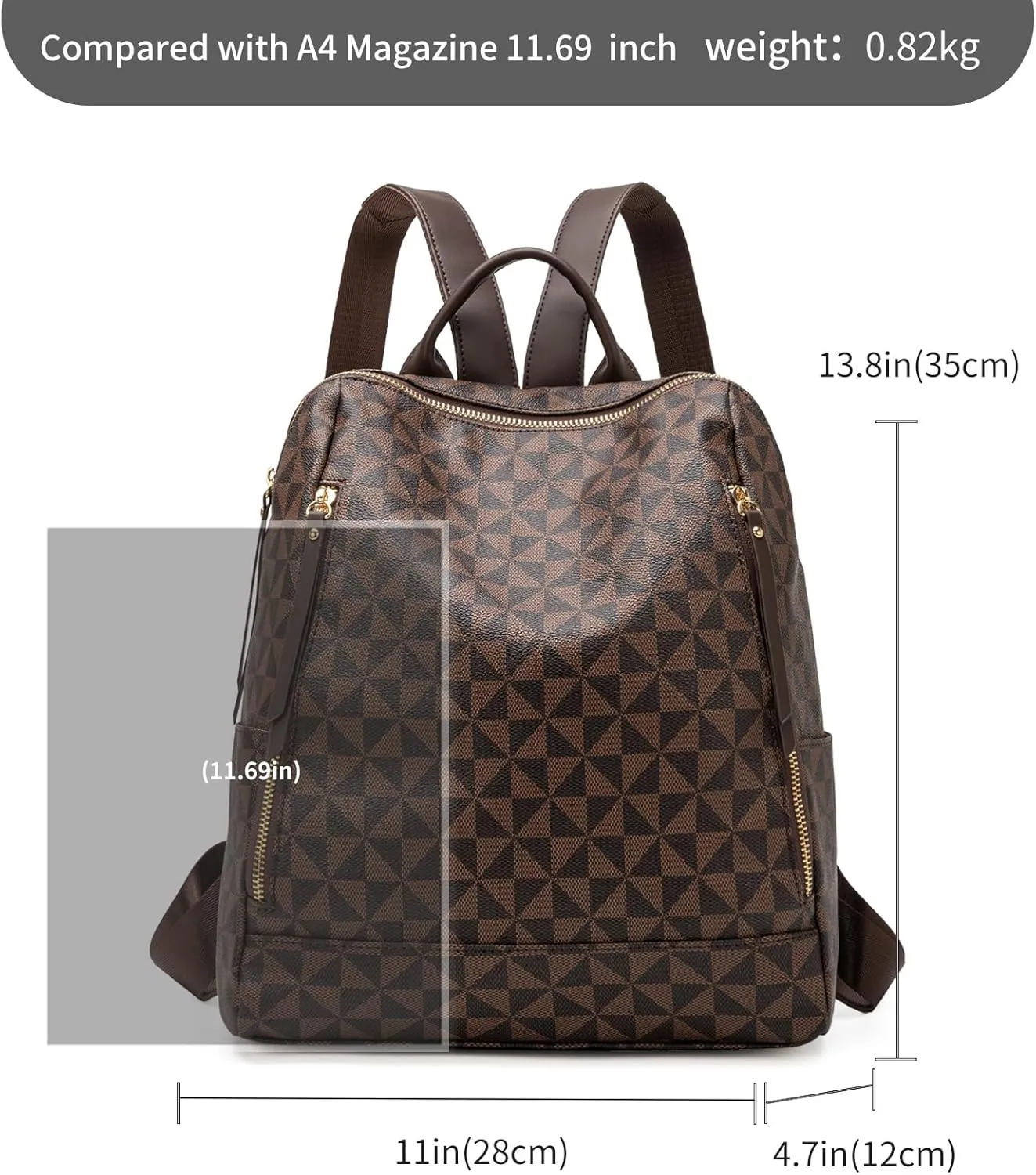 Women‘s Backpack Purse Leather Anti-theft Large Fashion Designer Travel Backpack Bag Men's Backpack Shoulder Bags, A-brown
