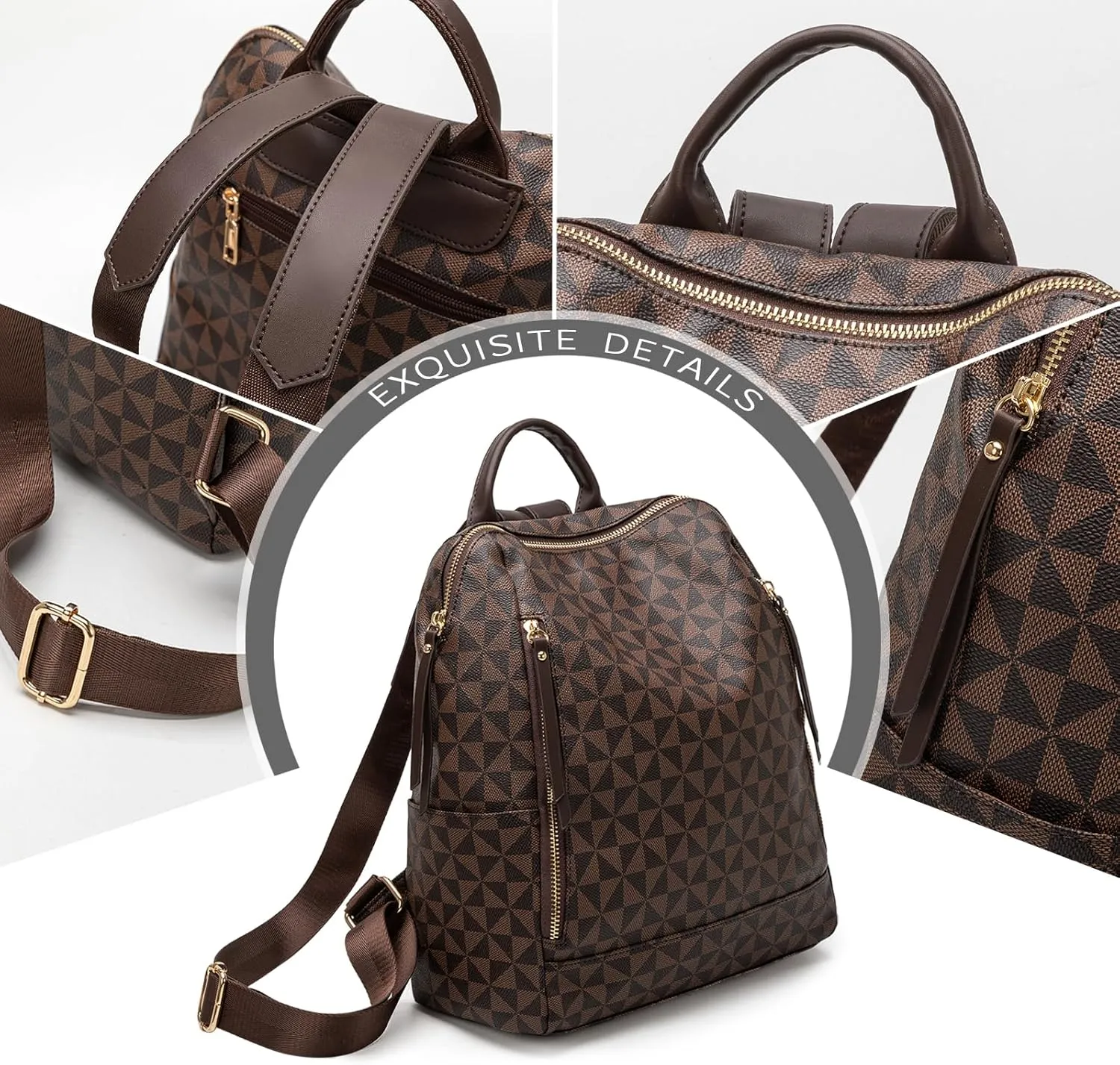 Women‘s Backpack Purse Leather Anti-theft Large Fashion Designer Travel Backpack Bag Men's Backpack Shoulder Bags, A-brown