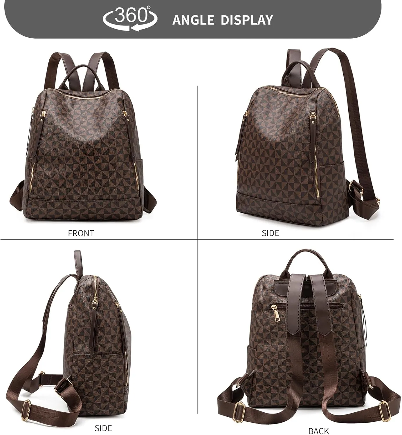 Women‘s Backpack Purse Leather Anti-theft Large Fashion Designer Travel Backpack Bag Men's Backpack Shoulder Bags, A-brown