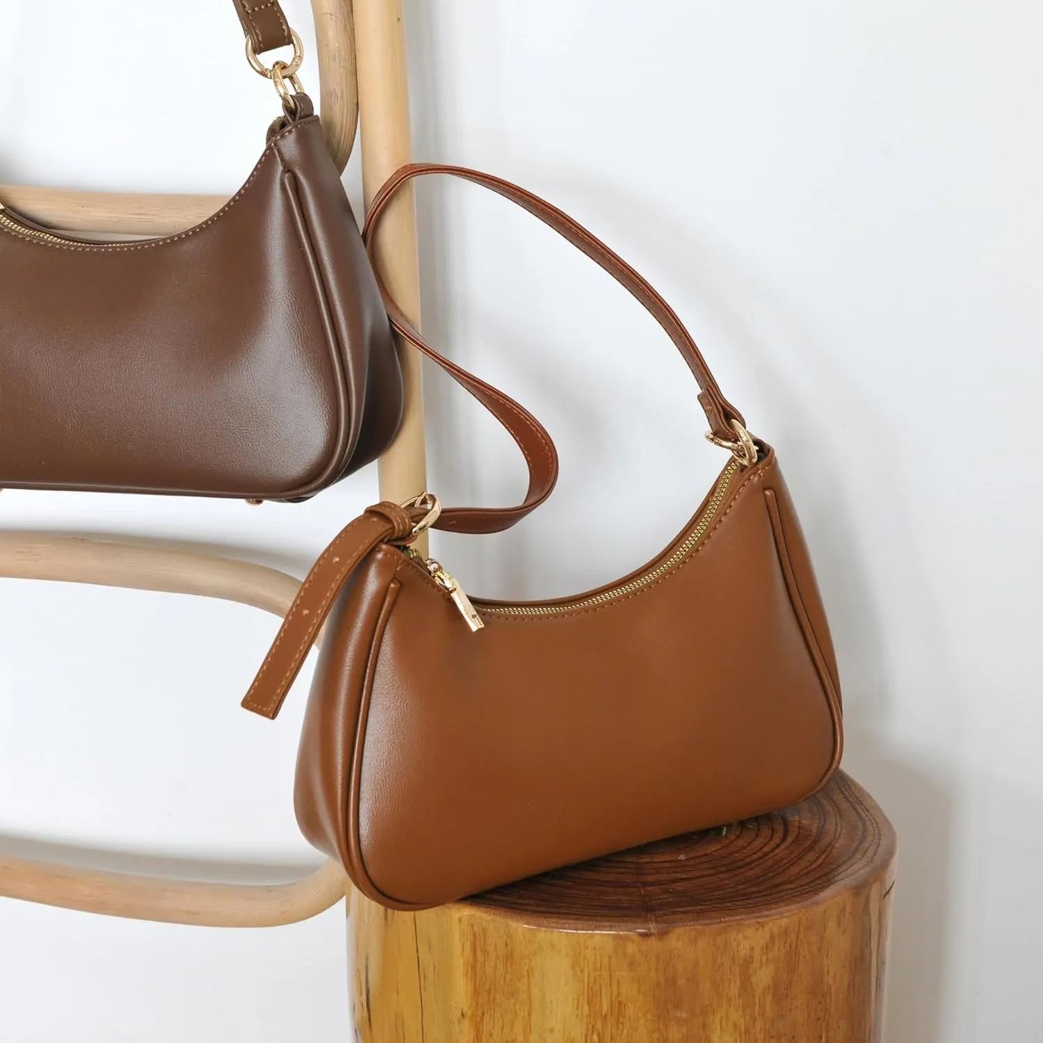 Women's Crescent Shoulder Bag Vegan Leather Chain Cross body bag Convertible Handbag