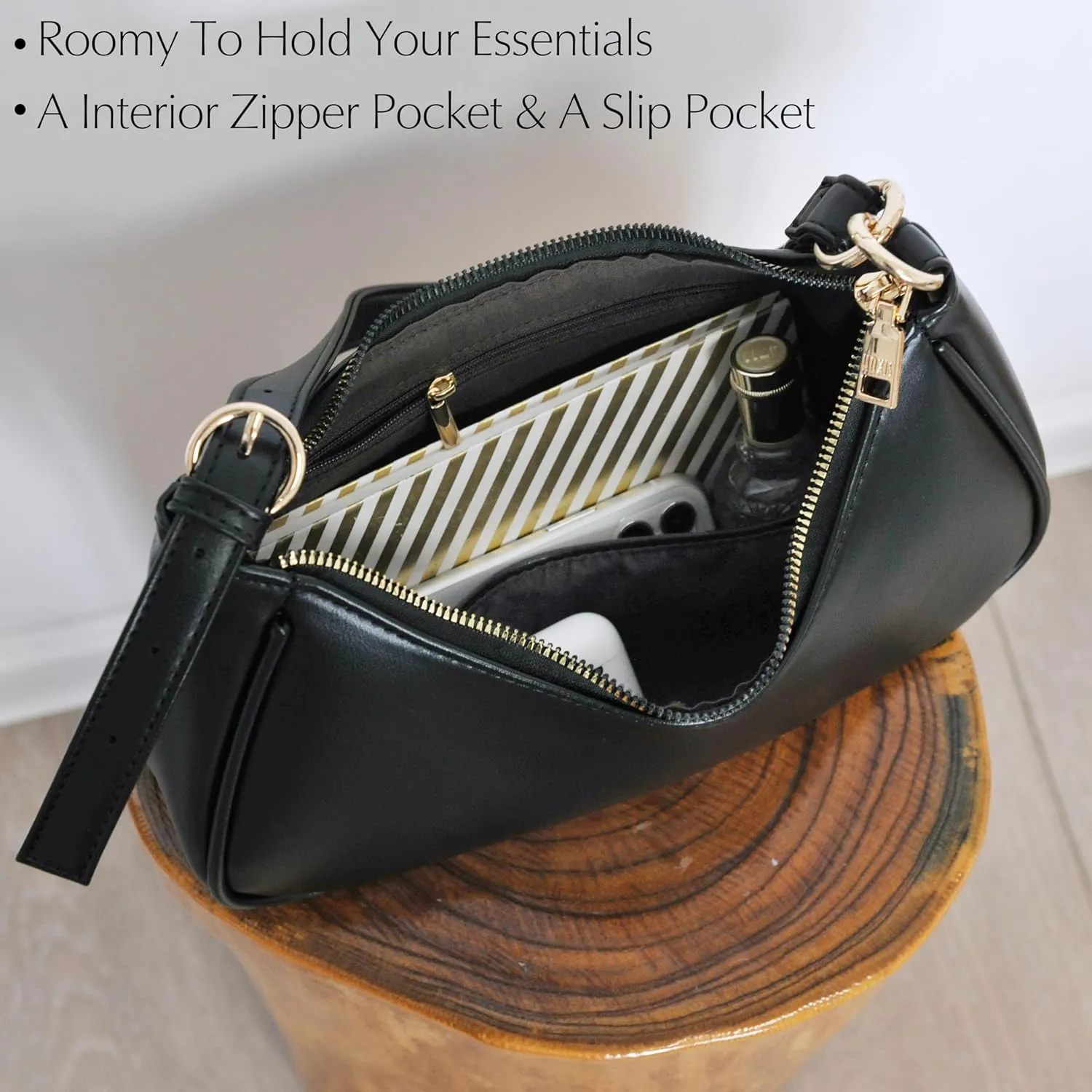 Women's Crescent Shoulder Bag Vegan Leather Chain Cross body bag Convertible Handbag