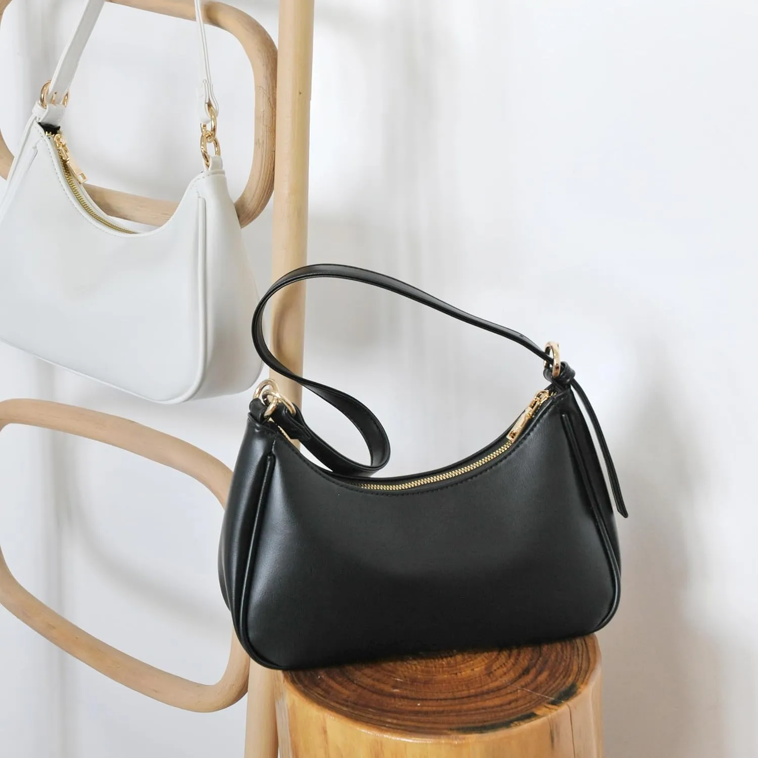 Women's Crescent Shoulder Bag Vegan Leather Chain Cross body bag Convertible Handbag