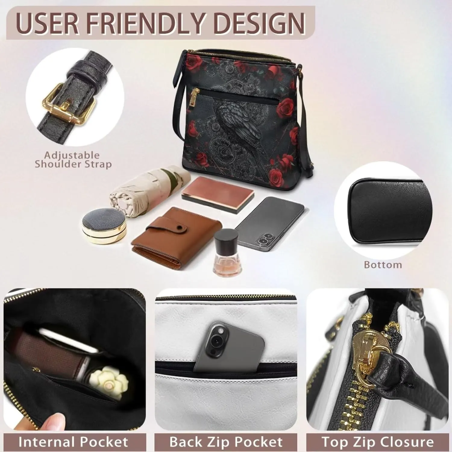 Women's Crossbody Bag Purse Shoulder Bag with Adjustable Strap,Trendy Leather Hobo Handbags Sling Bag Purse