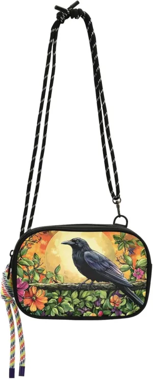 Women's Crossbody Handbags Crow Multicolor Print Lightweight Shoulder Phone Purse for Walking, Hiking