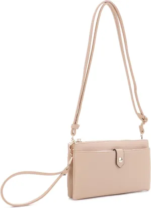 Women's Crossbody Shoulder Bag Cell Phone Purse Wallet Wristlet Clutch with Adjustable Strap and Zipper
