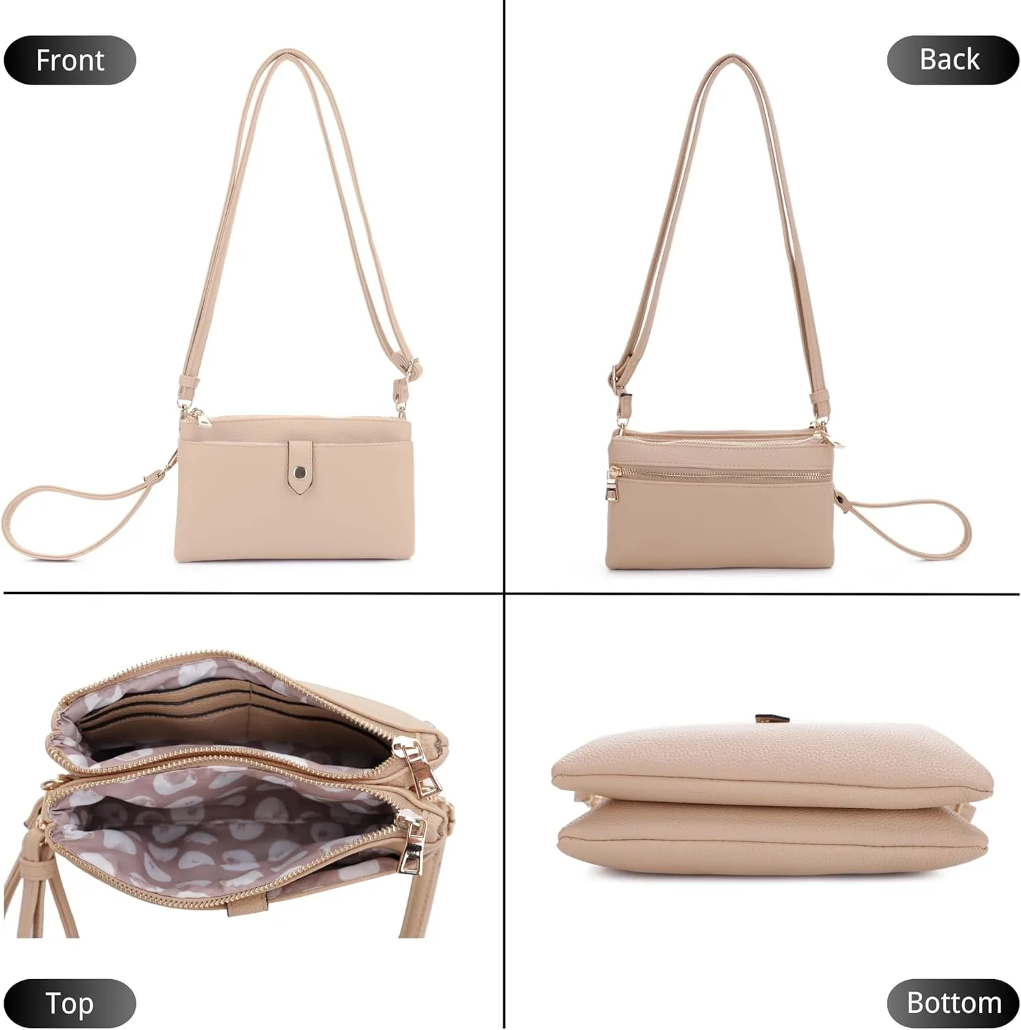 Women's Crossbody Shoulder Bag Cell Phone Purse Wallet Wristlet Clutch with Adjustable Strap and Zipper
