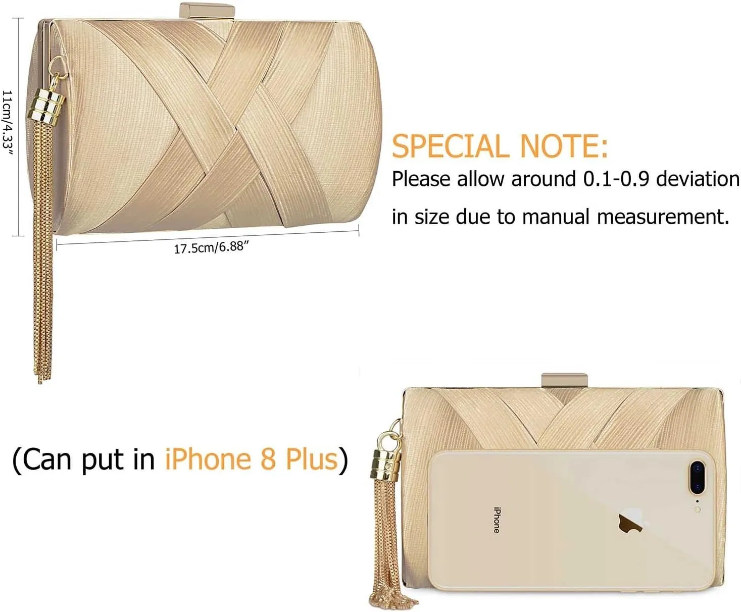 Women's Elegant Tassel Evening Bag Clutch Purse for Bride Wedding Prom Night Out Party