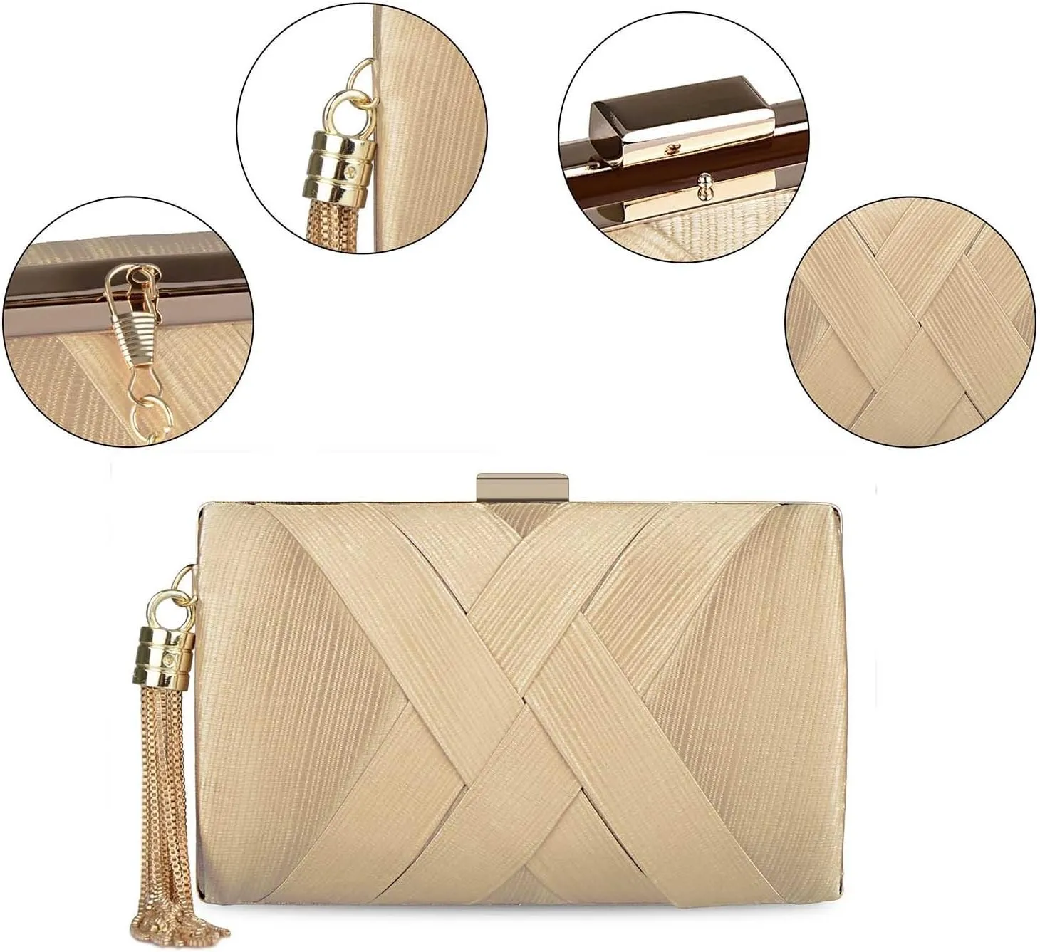 Women's Elegant Tassel Evening Bag Clutch Purse for Bride Wedding Prom Night Out Party