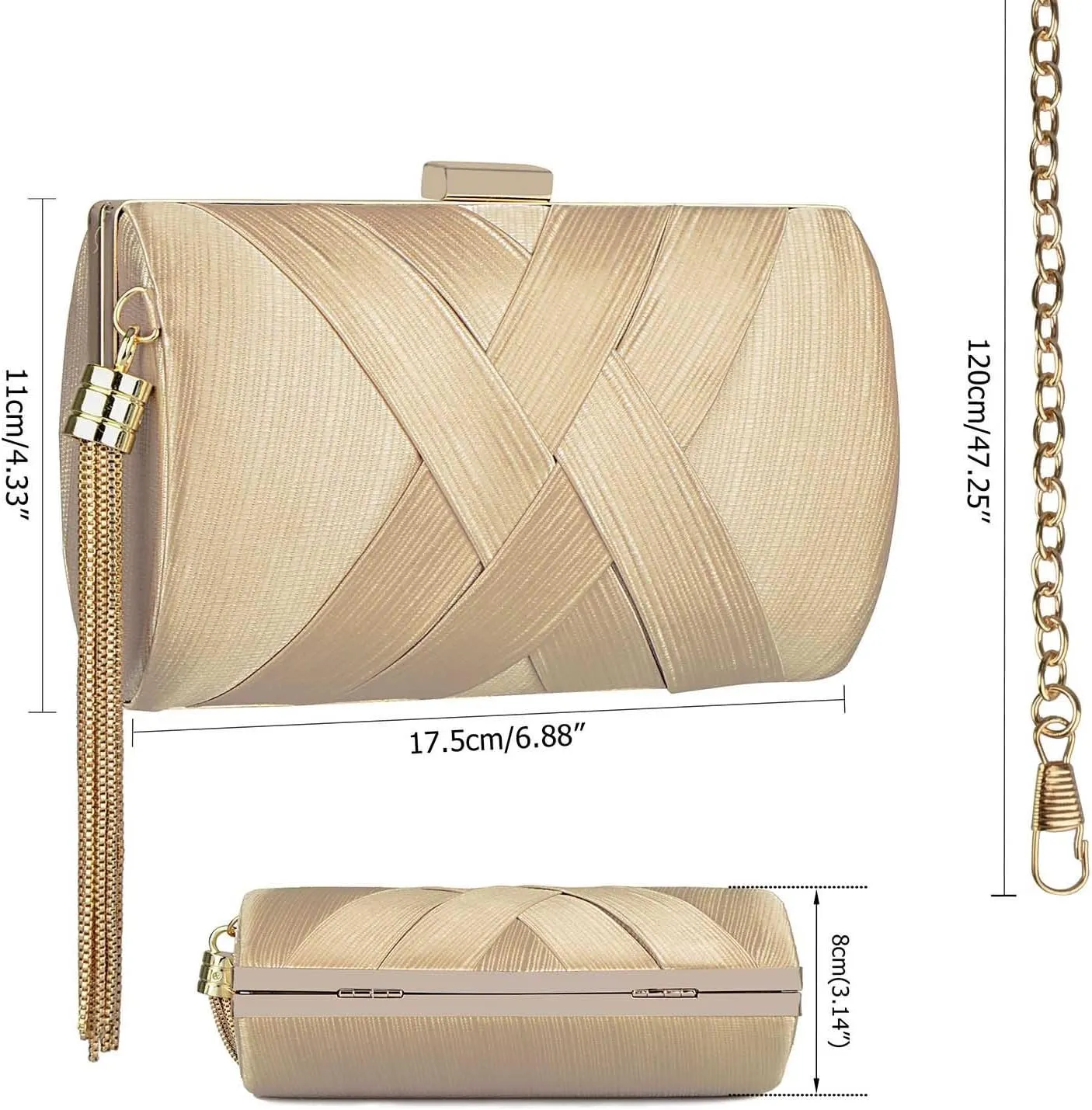 Women's Elegant Tassel Evening Bag Clutch Purse for Bride Wedding Prom Night Out Party