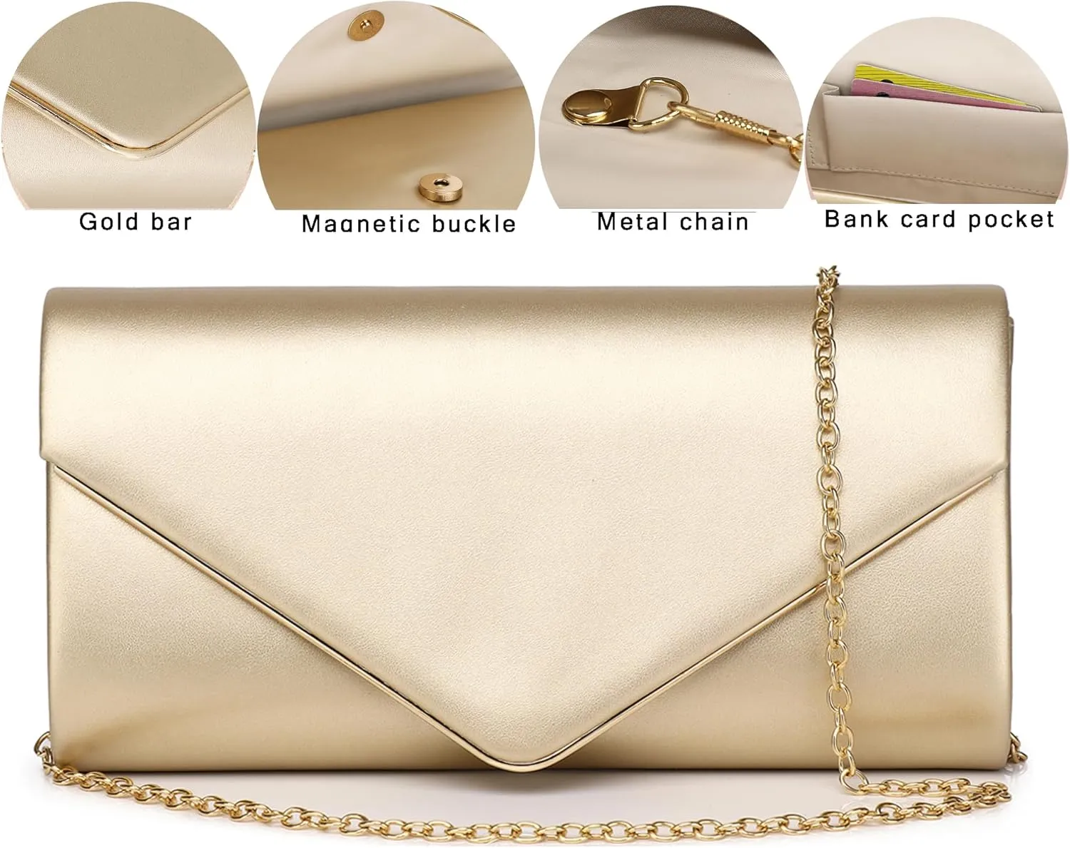 Women's Evening Clutch Bags for Formal Cocktail Prom Wedding Party Patent Leather Dressy Foldover Purse Christmas gift