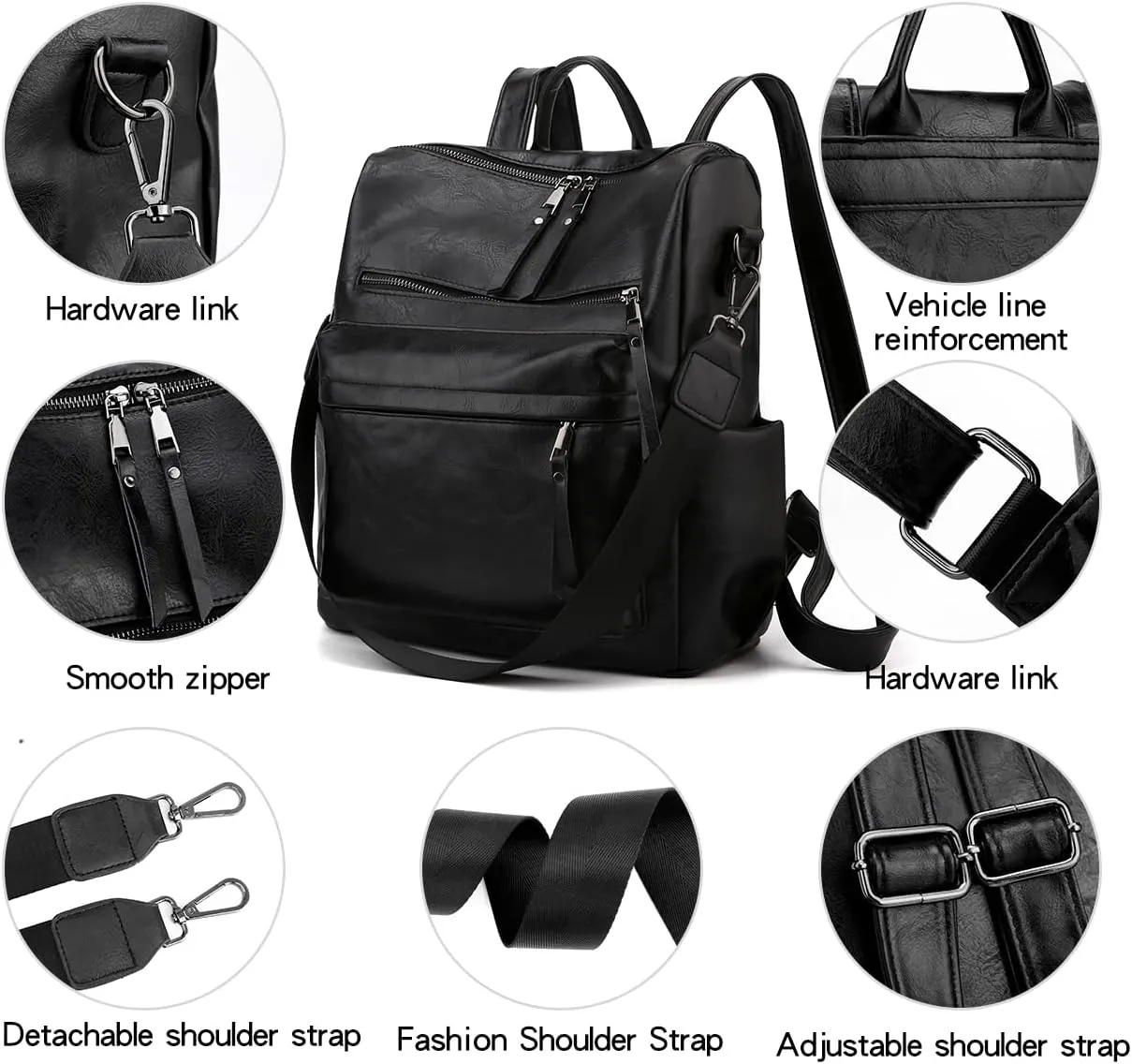 Women's Fashion Backpack Purse Multipurpose Design Convertible Satchel Handbags Shoulder Bag Travel bag