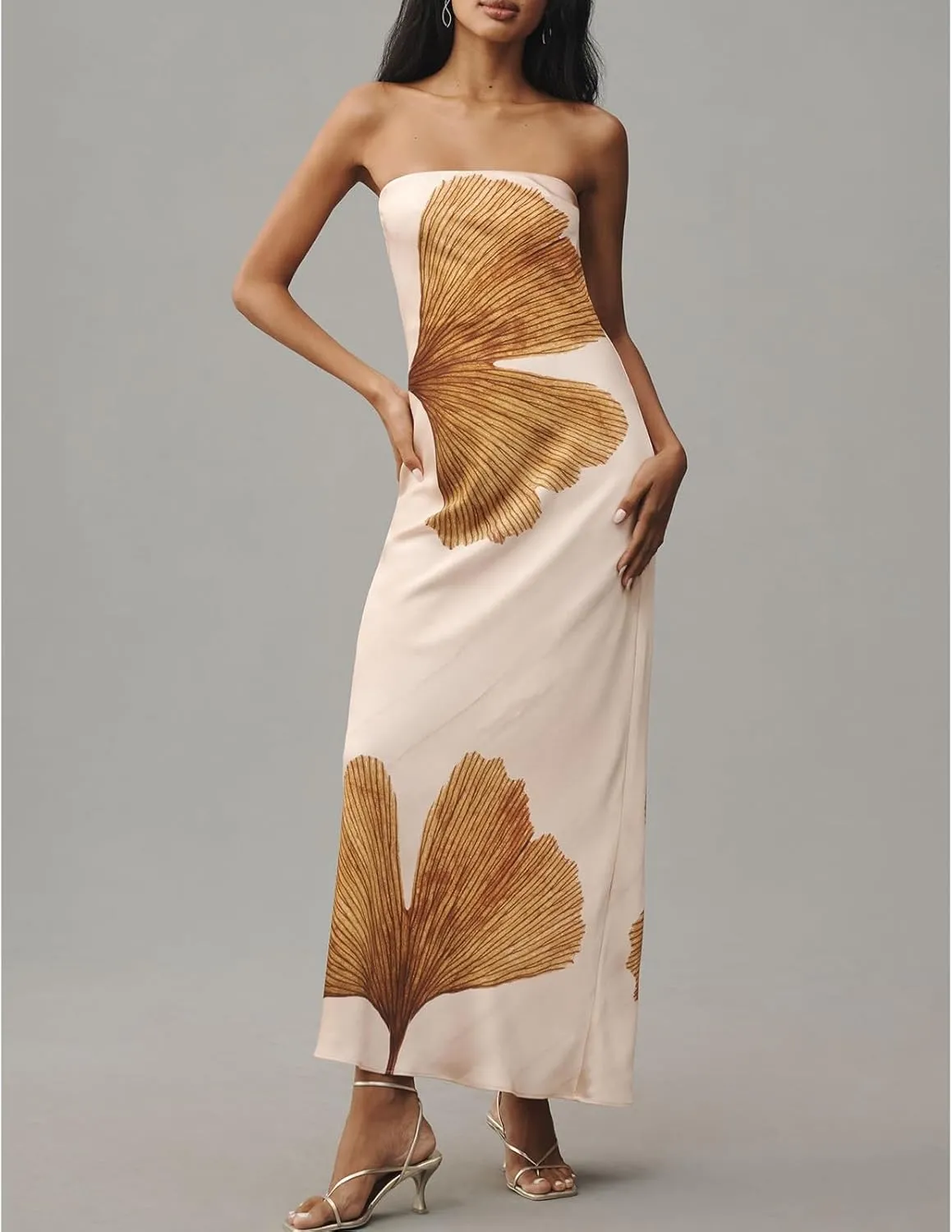 Womens Floral Strapless Bodycon Maxi Dress Sexy Backless Long Tube Dress Y2K Off Shoulder Summer Beach Dress