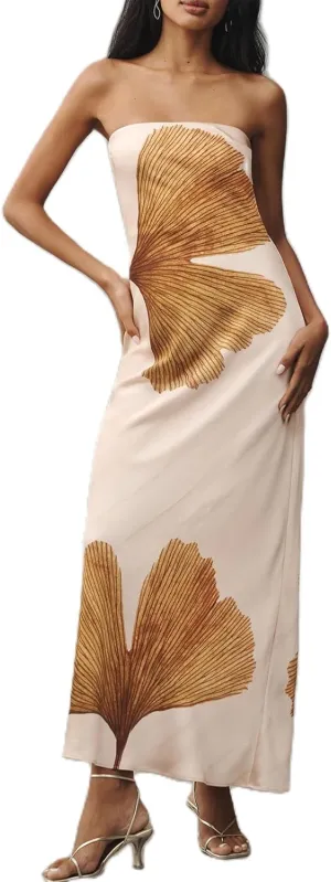 Womens Floral Strapless Bodycon Maxi Dress Sexy Backless Long Tube Dress Y2K Off Shoulder Summer Beach Dress