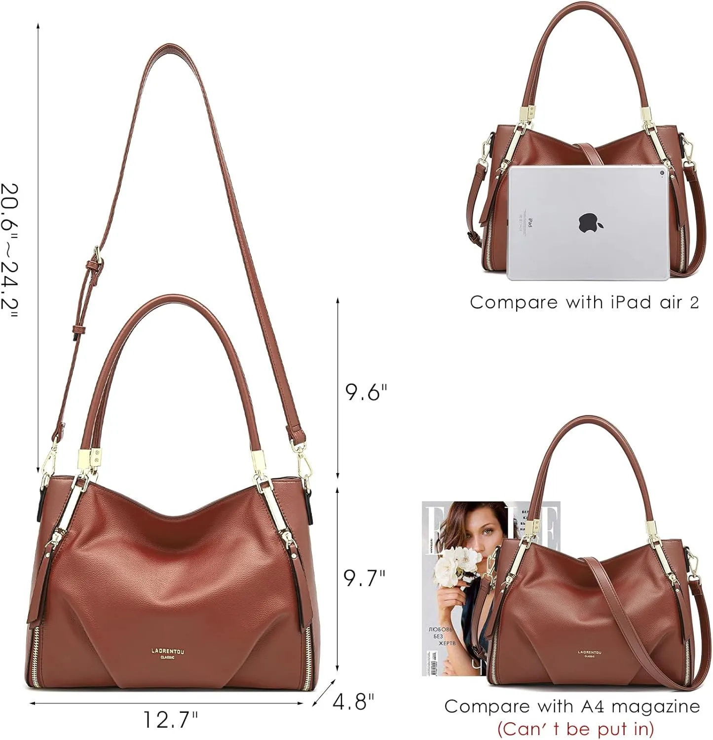 Women's Genuine Leather Tote Handbag, Top-handle Purse and Handbags for Women Satchel Large Shoulder Bag