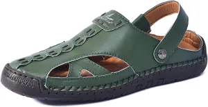 Women’s Handmade Leather Fisherman Sandals - Closed Toe Slip-On Breathable Design with Non-Slip Sole Stylish Summer Outdoor Beach Shoes for Hiking Casual Wear & Water Activities