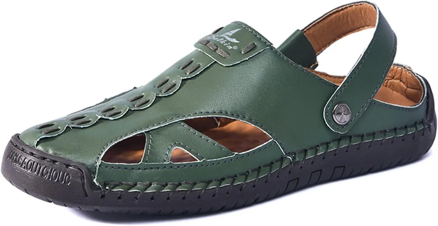 Women’s Handmade Leather Fisherman Sandals - Closed Toe Slip-On Breathable Design with Non-Slip Sole Stylish Summer Outdoor Beach Shoes for Hiking Casual Wear & Water Activities