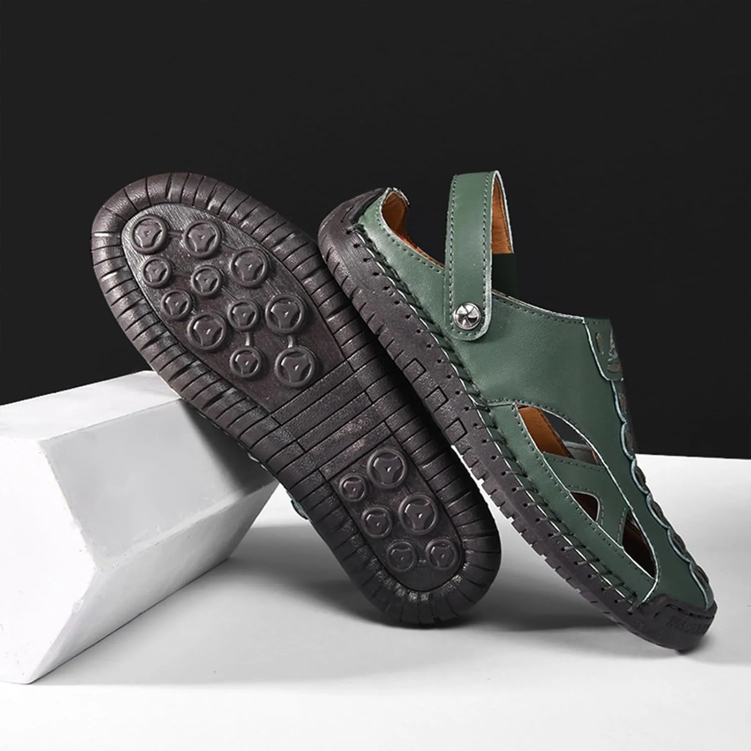 Women’s Handmade Leather Fisherman Sandals - Closed Toe Slip-On Breathable Design with Non-Slip Sole Stylish Summer Outdoor Beach Shoes for Hiking Casual Wear & Water Activities