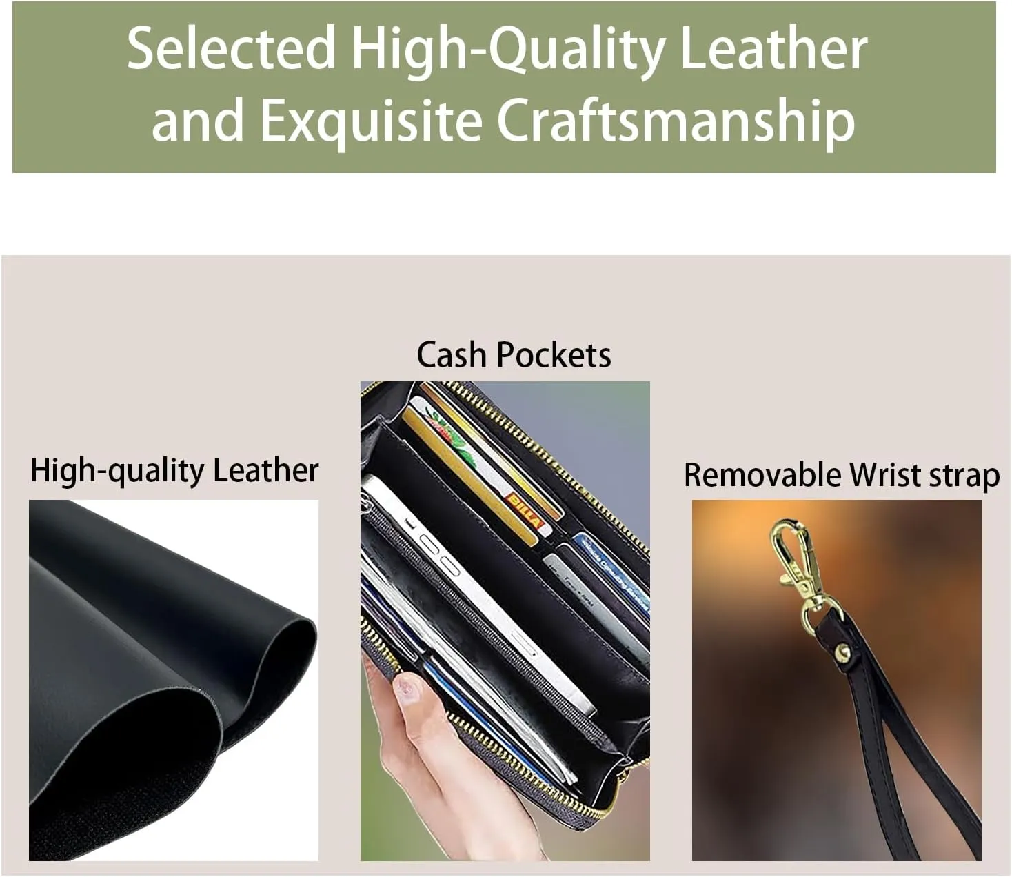 Women's Large Capacity Wallet, Portable PU Leather Zipper Wallet for Smart Phone/Card/Coin/Cash, Multifunctional Clutch Wallet with Removable Wristlet Strap, Cats
