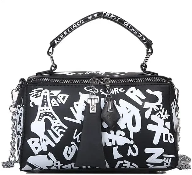 Women's Leather Zippered Crossbody Bag, Shoulder Bag, Tote Bag, Y2K Wallet, Aesthetic Shoulder Bag (Black)