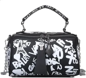 Women's Leather Zippered Crossbody Bag, Shoulder Bag, Tote Bag, Y2K Wallet, Aesthetic Shoulder Bag (Black)