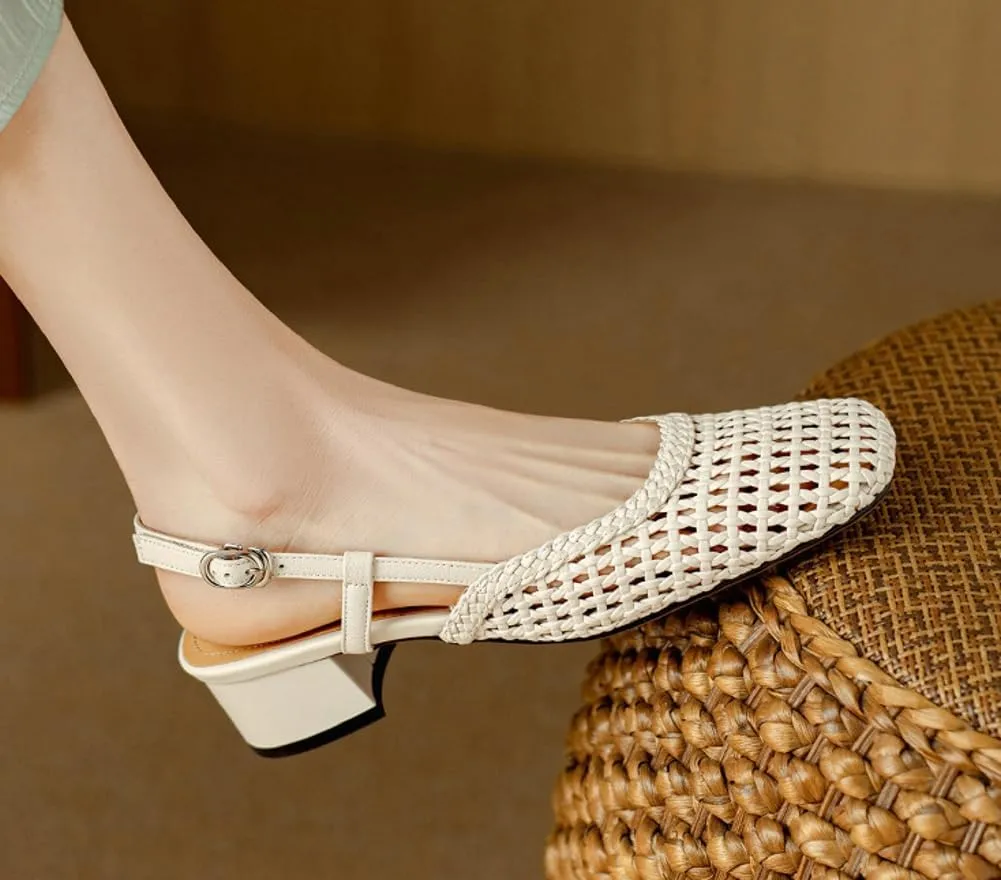 Women's Mesh Flats Pointed-Toe Dress Shoes Knit Classic Slingback Flat with Adjustable Buckle Sneaker 2025