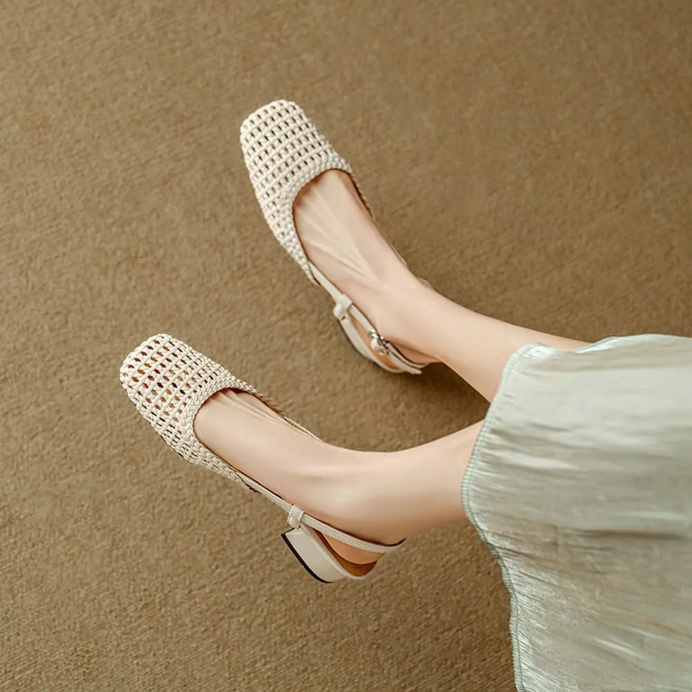 Women's Mesh Flats Pointed-Toe Dress Shoes Knit Classic Slingback Flat with Adjustable Buckle Sneaker 2025