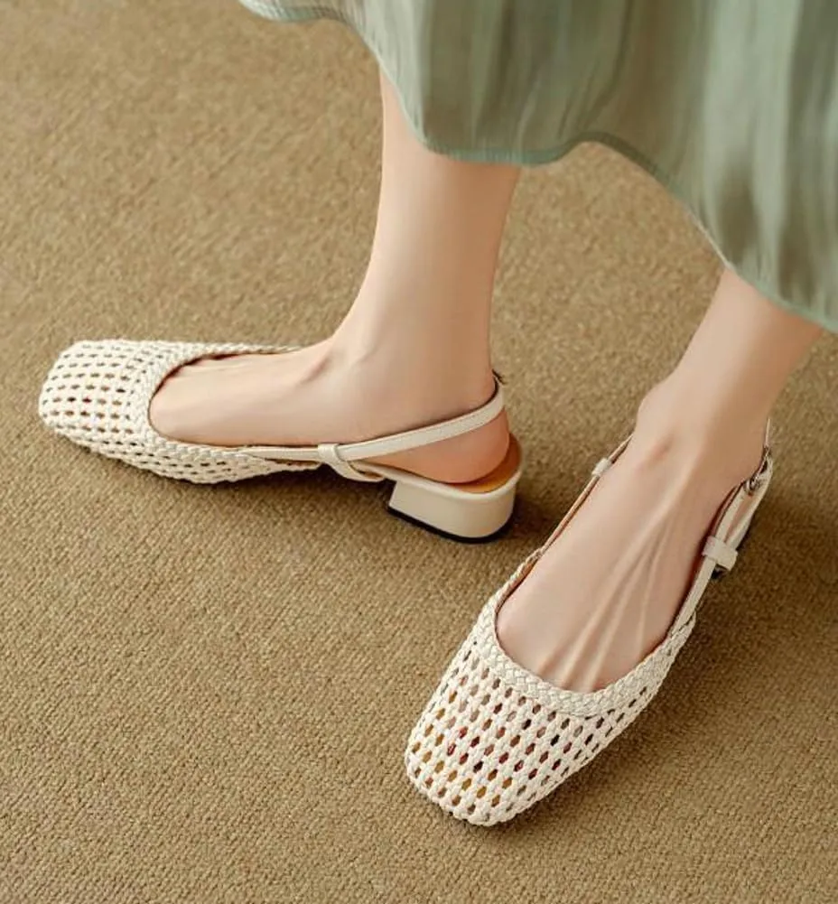 Women's Mesh Flats Pointed-Toe Dress Shoes Knit Classic Slingback Flat with Adjustable Buckle Sneaker 2025