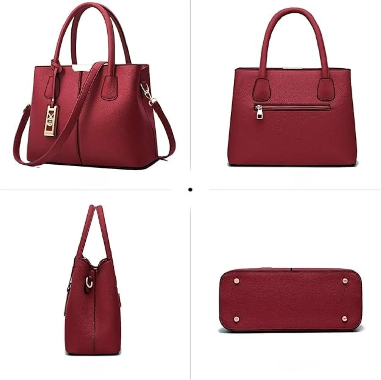 Women's PU Leather Handbag Stylish Tote Shoulder Bag with Crossbody Strap Elegant Spacious Purse for Work & Everyday Use