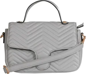 Women’s Quilted Faux Leather Satchel Bag – Top Handle & Crossbody Strap – Heart Detail Purse – Kiki