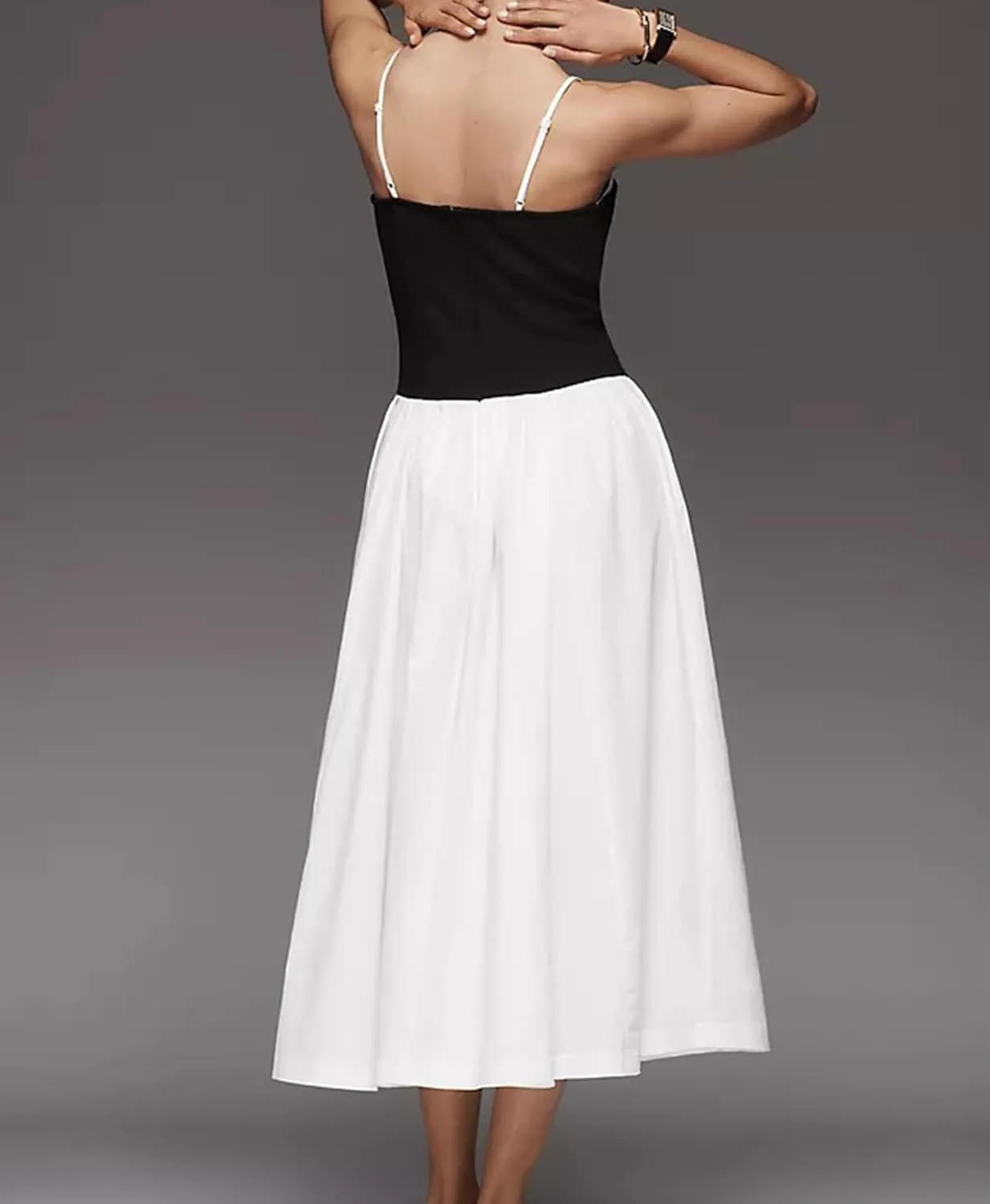 Women's Sexy Low Cut Spaghetti Strap Long Dress Casual Sleeveless Backless Slimd Midi Dress Square Neck Bustier Dress