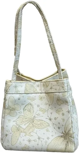 Womens Silk Soft Bucket Bag Neo Chinese Style Handbag Crossbody Satchel Lady Daily Small Shoulder Bag