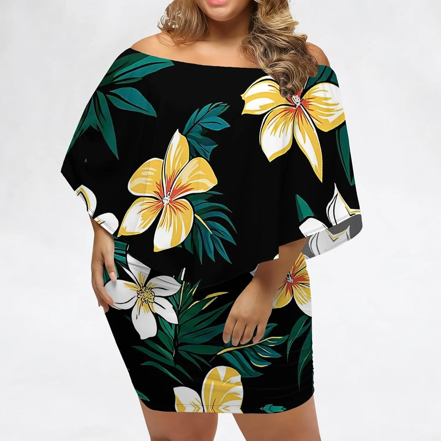 Women's Summer Off The Shoulder Dresses Sexy Bodycon Ruched Striped Print Ruffles Plus Size Cocktail Party Mini Dress
