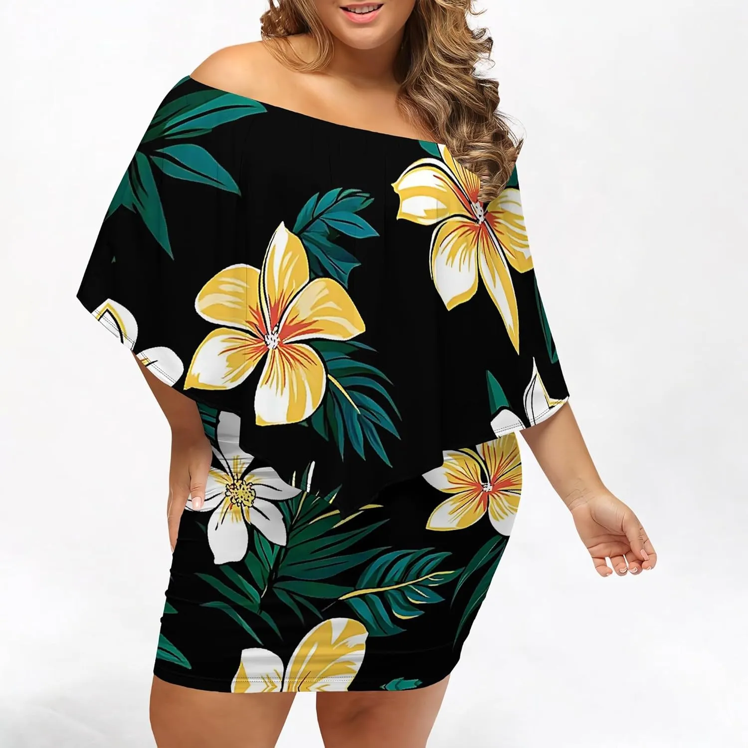 Women's Summer Off The Shoulder Dresses Sexy Bodycon Ruched Striped Print Ruffles Plus Size Cocktail Party Mini Dress