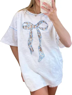 Womens Y2k Oversized T Shirt Crewneck Short Sleeve Loose Graphic Basic Tees Floral Fruit Print Preppy Baggy Top