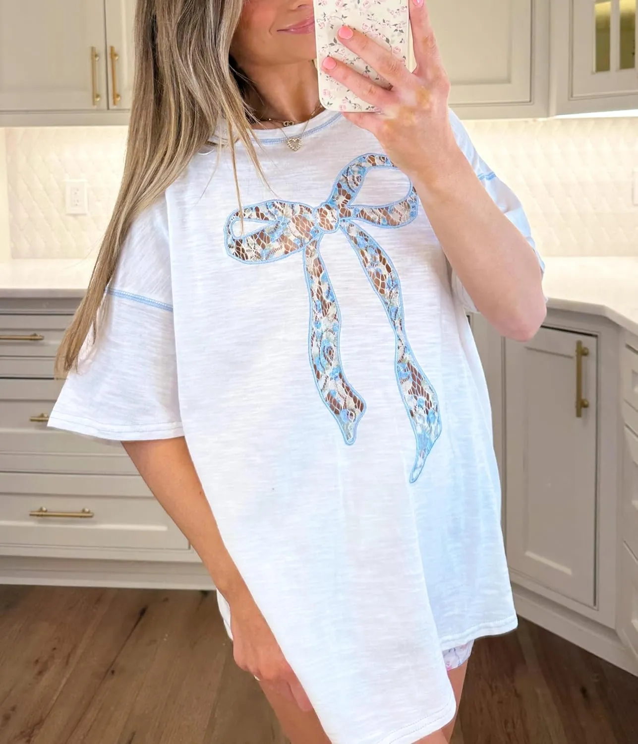 Womens Y2k Oversized T Shirt Crewneck Short Sleeve Loose Graphic Basic Tees Floral Fruit Print Preppy Baggy Top