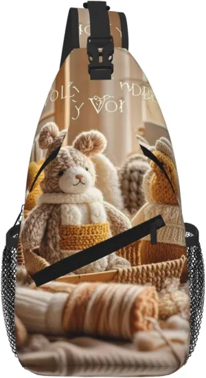 Woolly Wonders Print Sling Bag for Women Men Crossbody, Cute Large Casual Chest Pack for Travel, Work, Hiking
