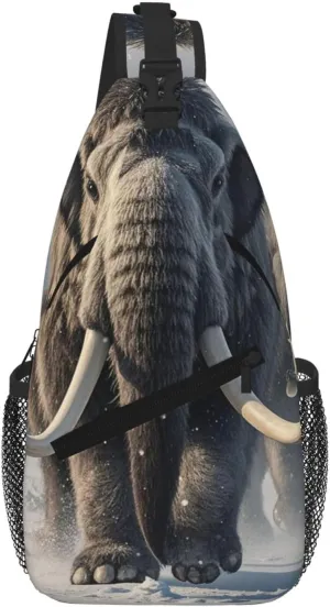 Wooly Mammoths Print Sling Bag for Women Men Crossbody, Cute Large Casual Chest Pack for Travel, Work, Hiking