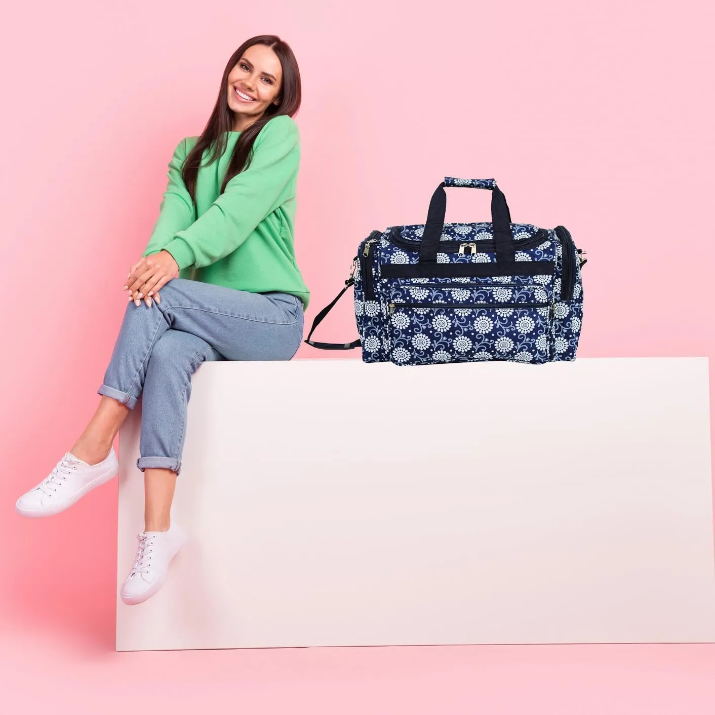 World Traveler Floral 22-inch Carry-on Duffle Bag with Adjustable Shoulder Strap