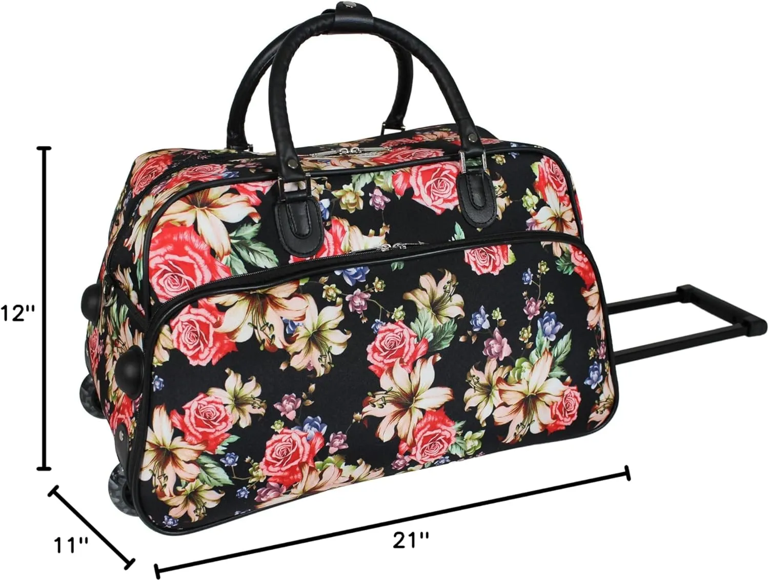 World Traveler Floral Prints 21-inch Carry-on Rolling Duffel Bag
