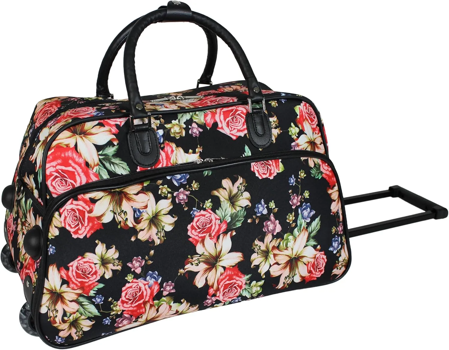 World Traveler Floral Prints 21-inch Carry-on Rolling Duffel Bag