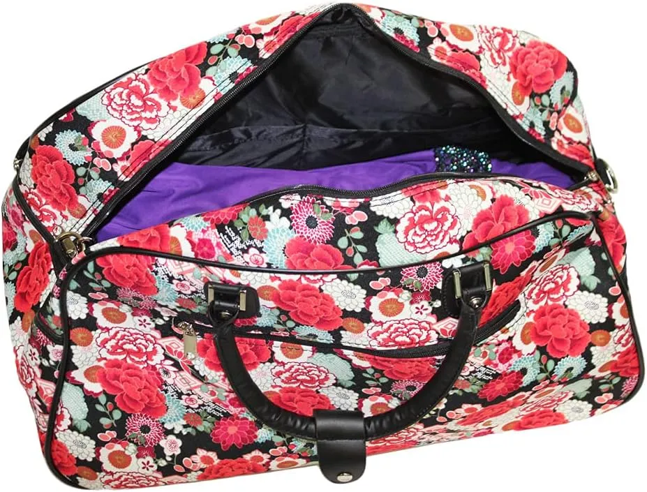 World Traveler Floral Prints 21-inch Carry-on Rolling Duffel Bag