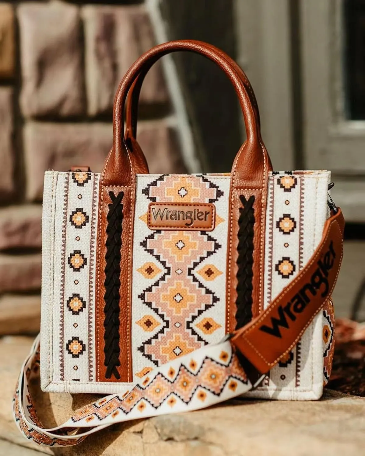 Wrangler Aztec Tote Bag for Women Boho Shoulder Purses and Western Handbags