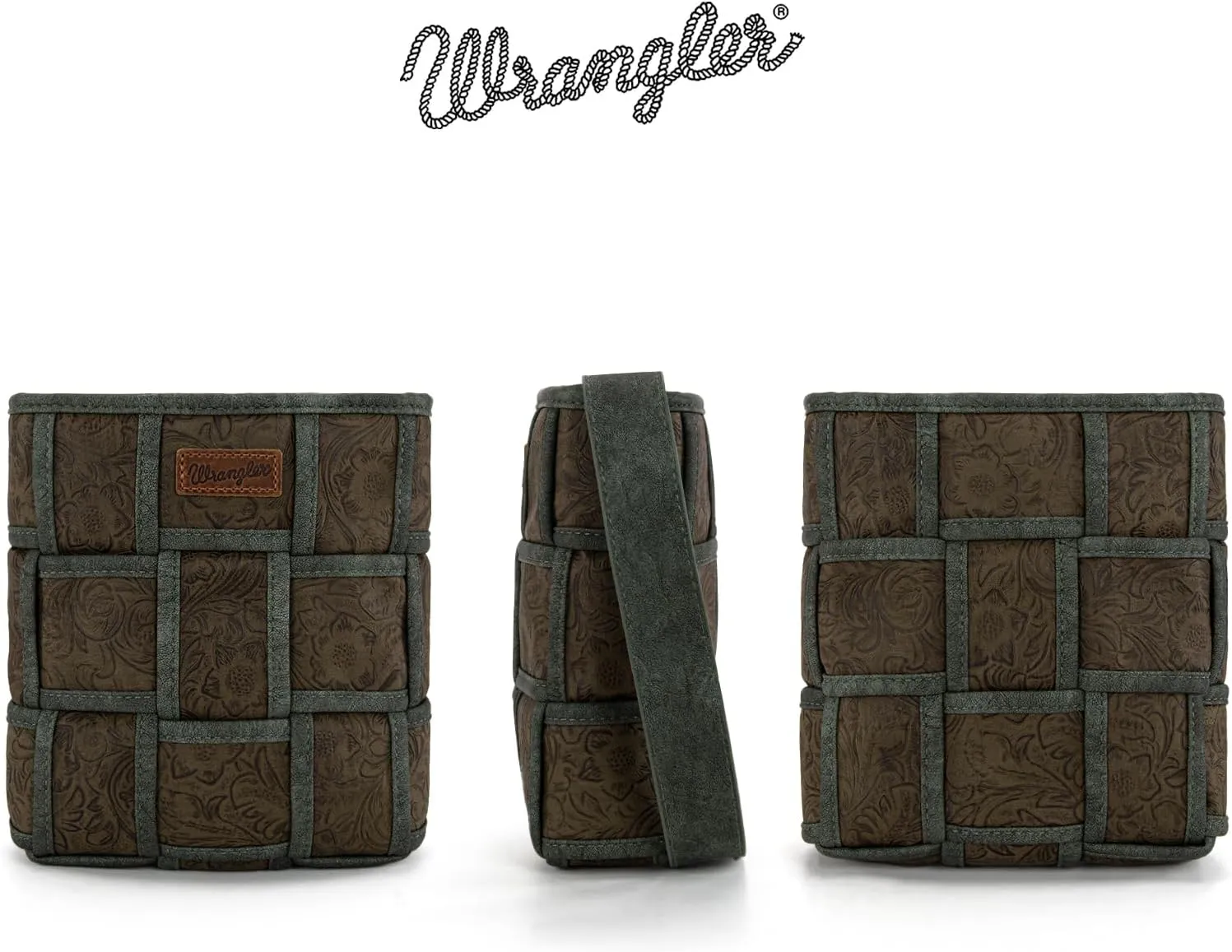 Wrangler Crossbody Bag for Women Woven Floral Tooled Shoulder Purse