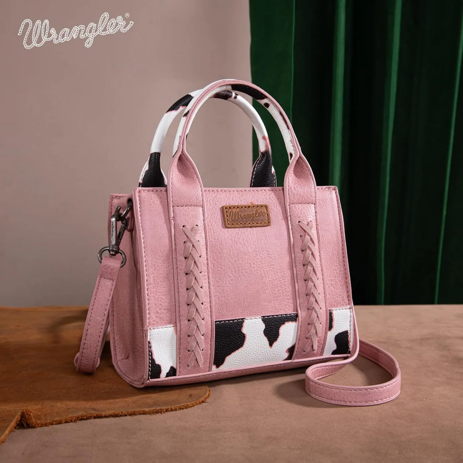 Wrangler Mini Tote Bag for Women Cow Print Western Crossbody Purse