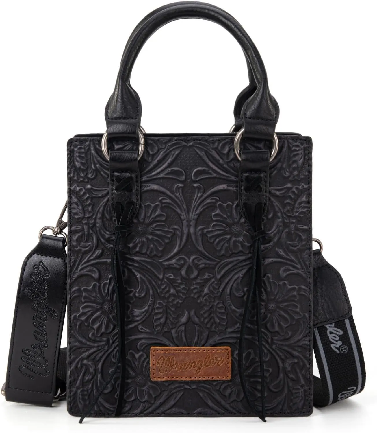 Wrangler Small Crossbody Bag for Women Tooling Top Handle Handbags and Mini Tote Bag